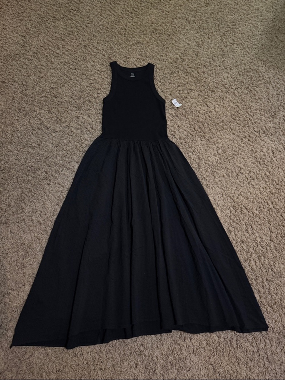 aerie Black Sleeveless Maxi Dress with Flared Skirt